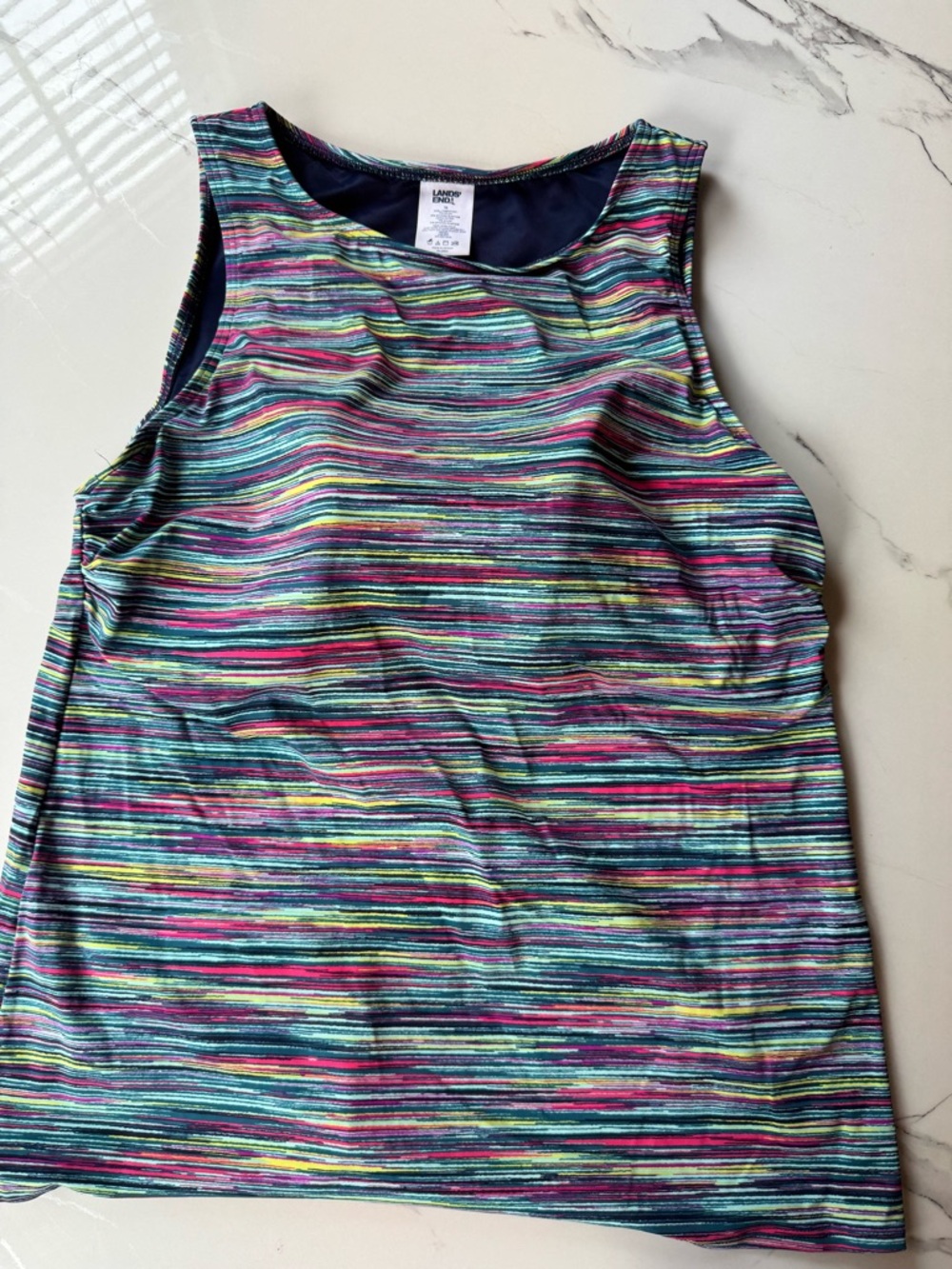 Lands' End Multicolor Striped Active Tank Top